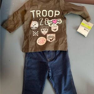 Carter's Olive Green Long Sleeve Tee with Patches